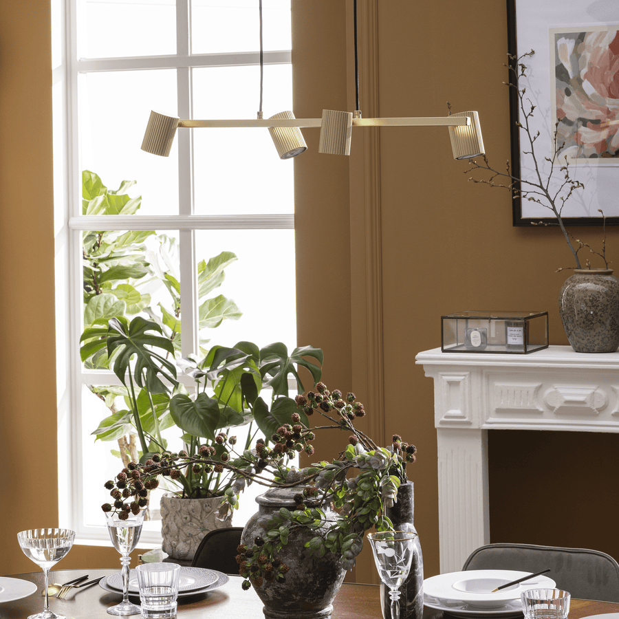 Lampadario fabio metallo oro l120cm 4xgu10