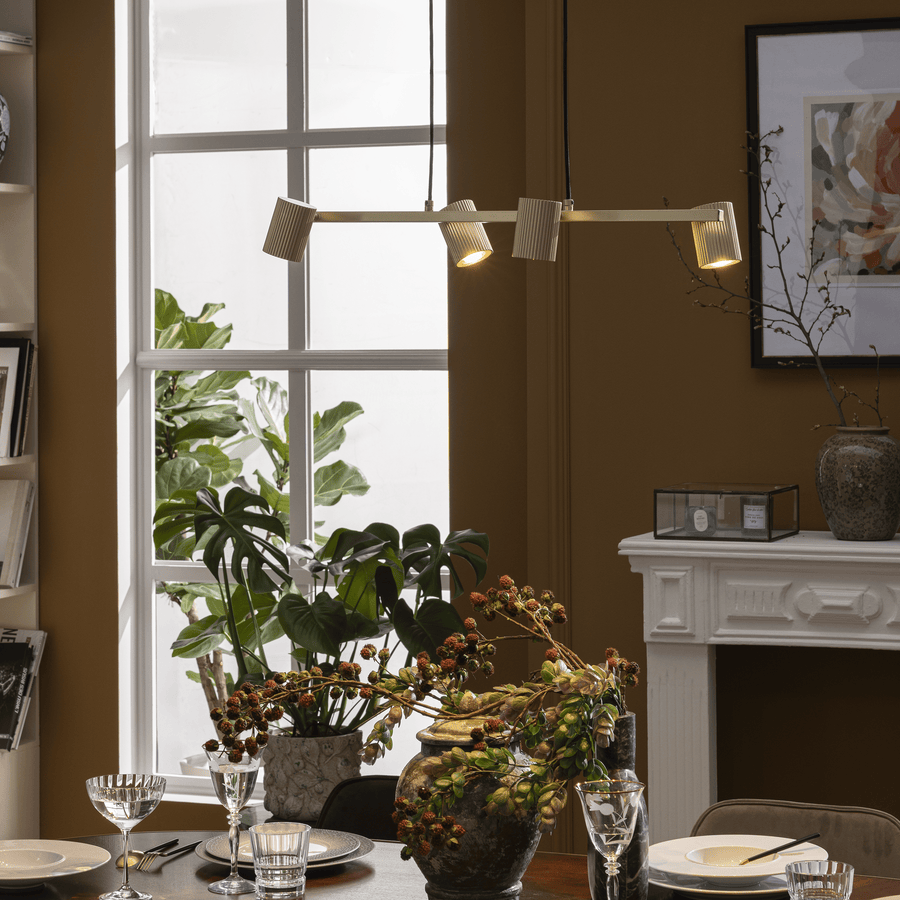 Lampadario fabio metallo oro l120cm 4xgu10