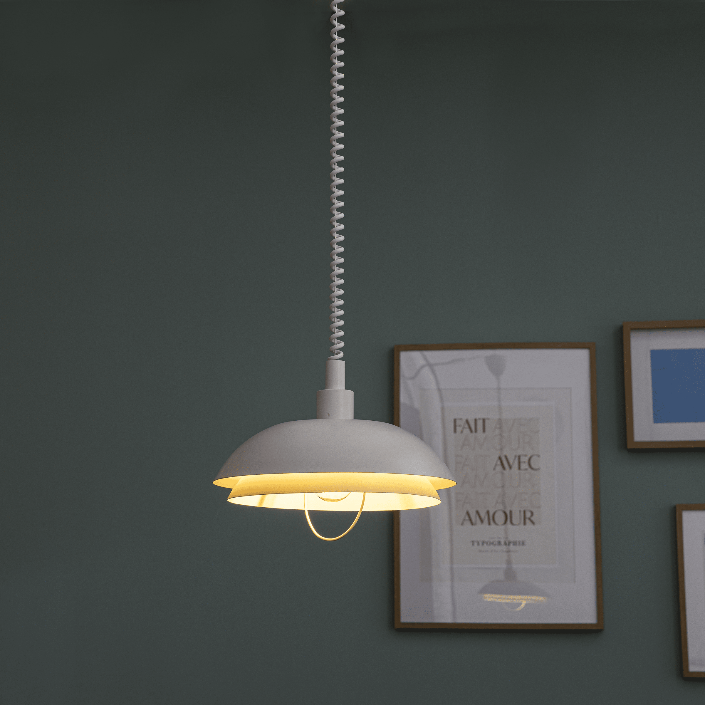 Ysalis white metal pendant light, 32 cm diameter, E27 socket (20W)