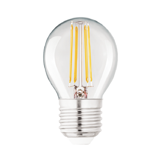 Lampadina led e27 =40w sfera trasparente luce calda