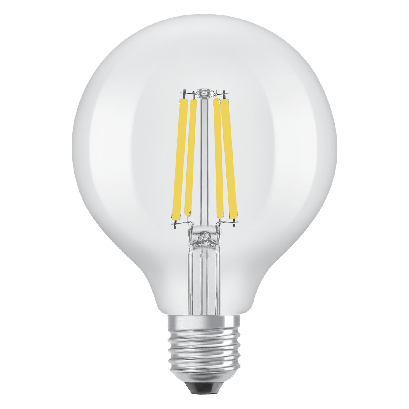 E27 LED bulb = 100W, large clear globe, natural light