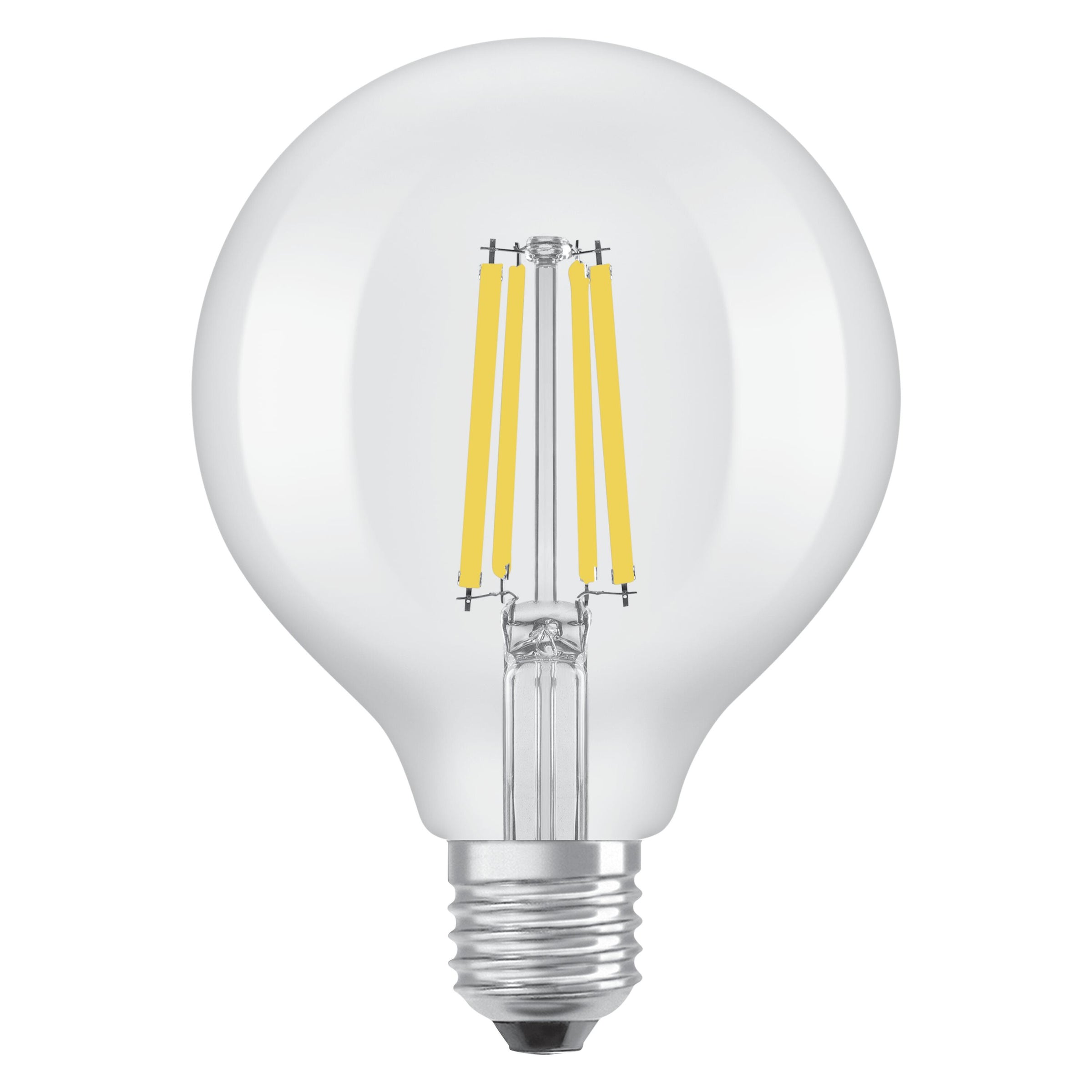 E27 LED bulb = 100W, large clear globe, natural light