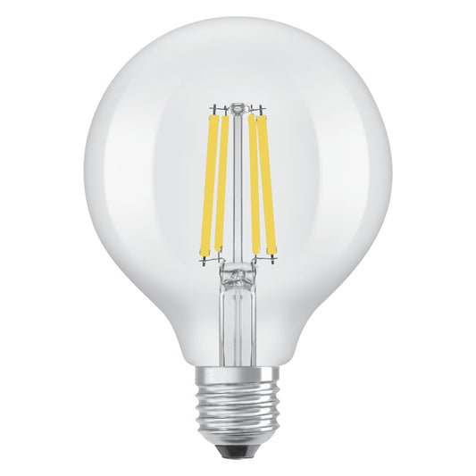 E27 LED bulb = 100W, large clear globe, natural light