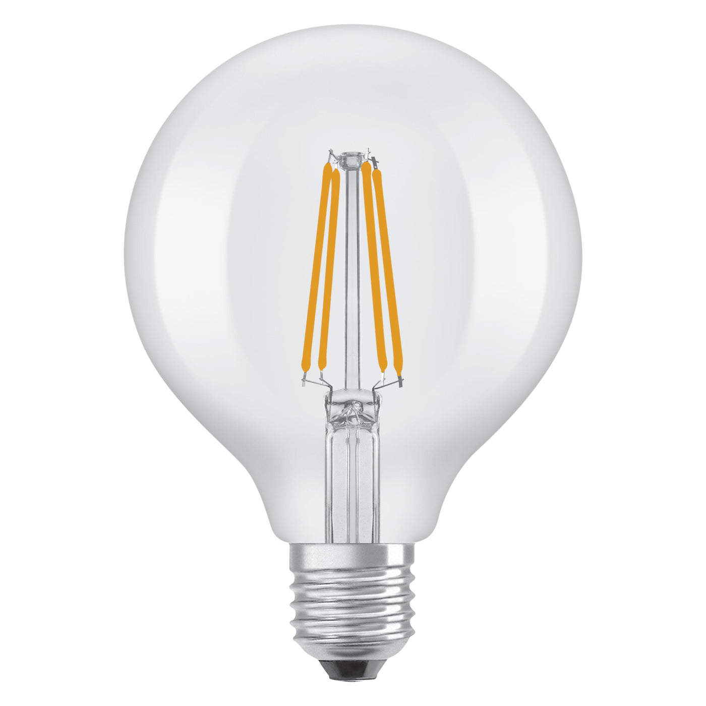 E27 LED bulb = 75W, small globe, clear, warm white