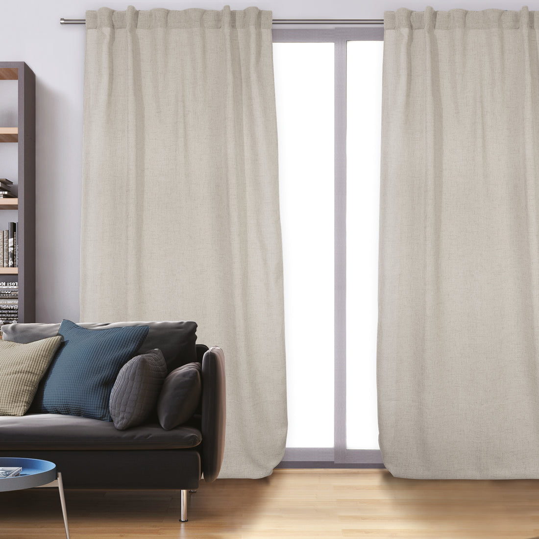 LIGHT GREY OPAQUE COLOSO CURTAIN 135X280 CM WITH LOOP AND WEBBING