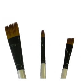 SET 3 SYNTHETIC ACRYLIC BRUSHES SHORT HANDLE MIXED TIPS