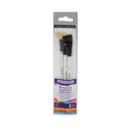 SET 3 SYNTHETIC WATERCOLOUR BRUSHES LONG HANDLE ROUND TIP