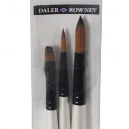 SET 3 SYNTHETIC BRUSHES FOR OIL AND ACRYLIC LONG ROUND HANDLE