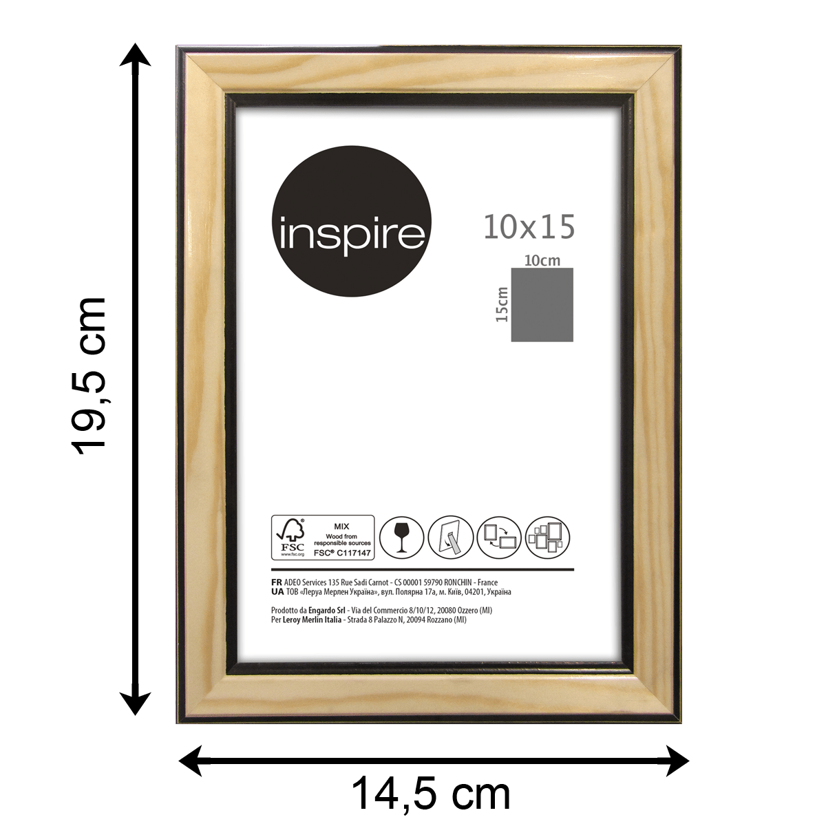 Bricocenter NATURAL AND BLACK WOOD FRAME 10X15 CM