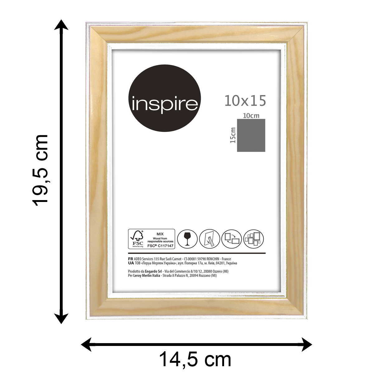 Bricocenter NATURAL AND WHITE WOOD FRAME 10X15 CM