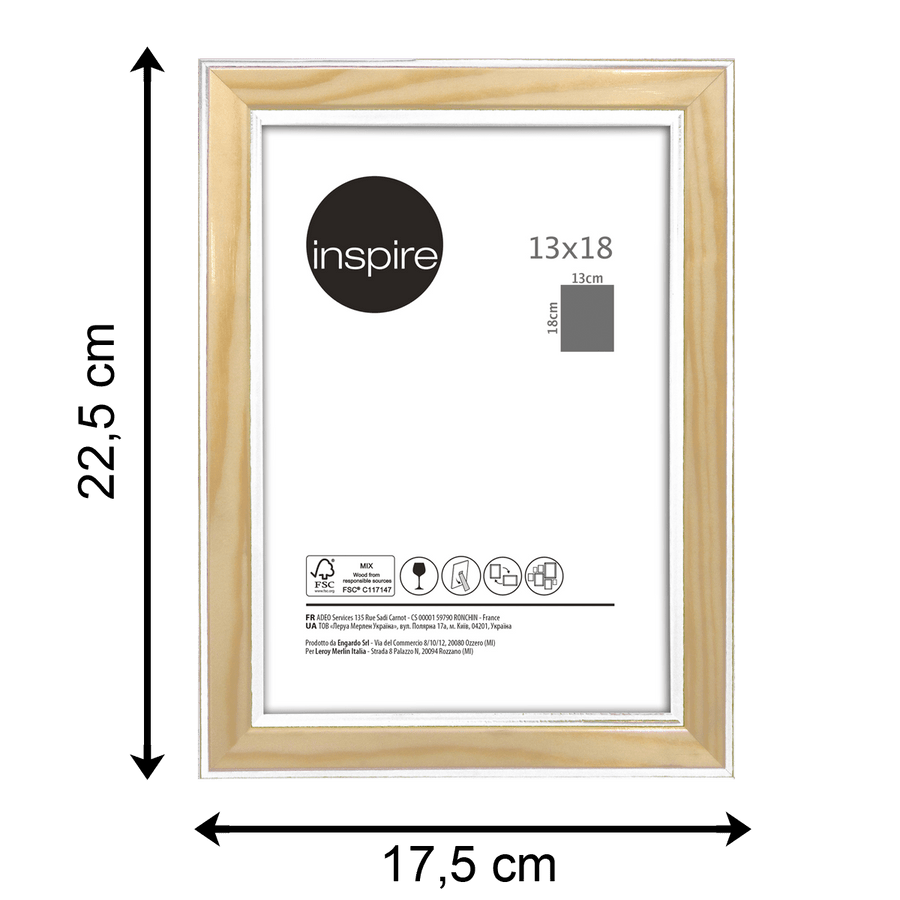 Bricocenter 13X18 CM NATURAL AND WHITE WOOD FRAME