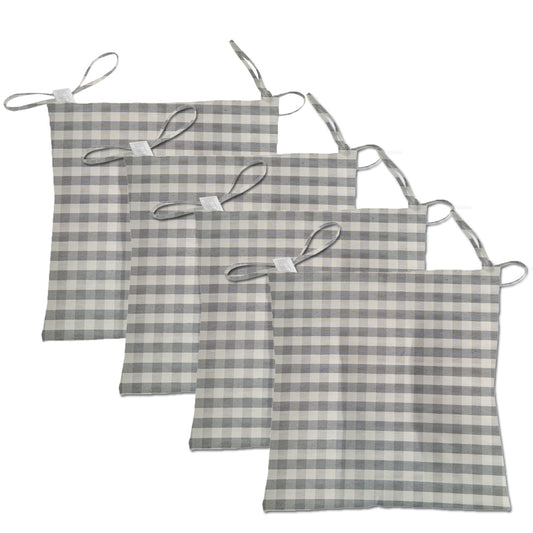Set of 4 grey tartan lounge chair covers
