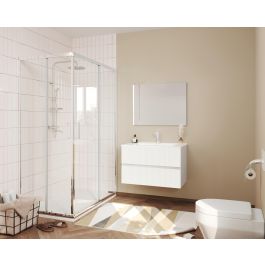 BATHROOM COMPOSITION SANTORINI 80CM 2 DRAWERS WHITE WITH MIRROR