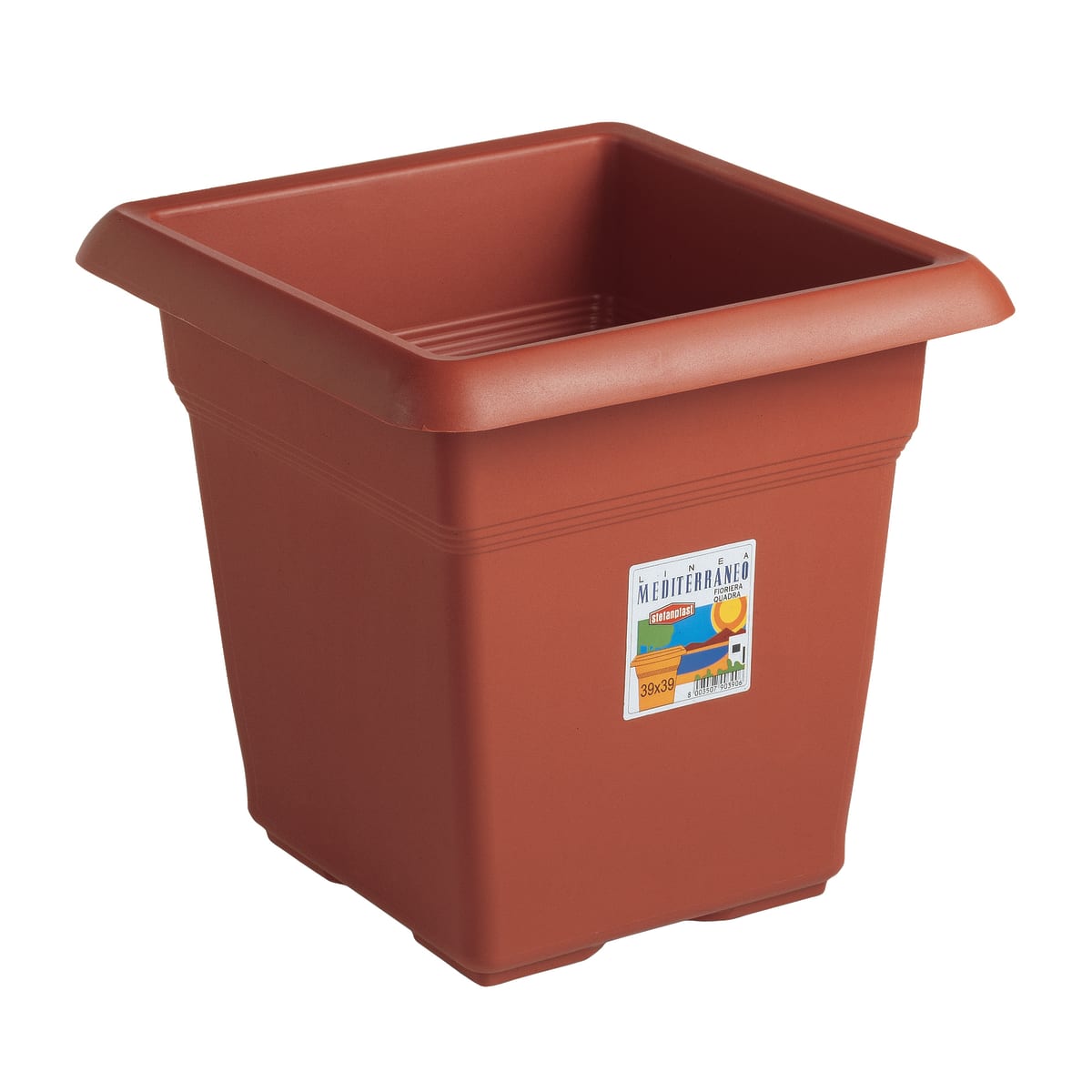 MEDITERRANEAN SQUARE PLASTIC PLANTER L45XP45XH40 CM TERRACOTTA