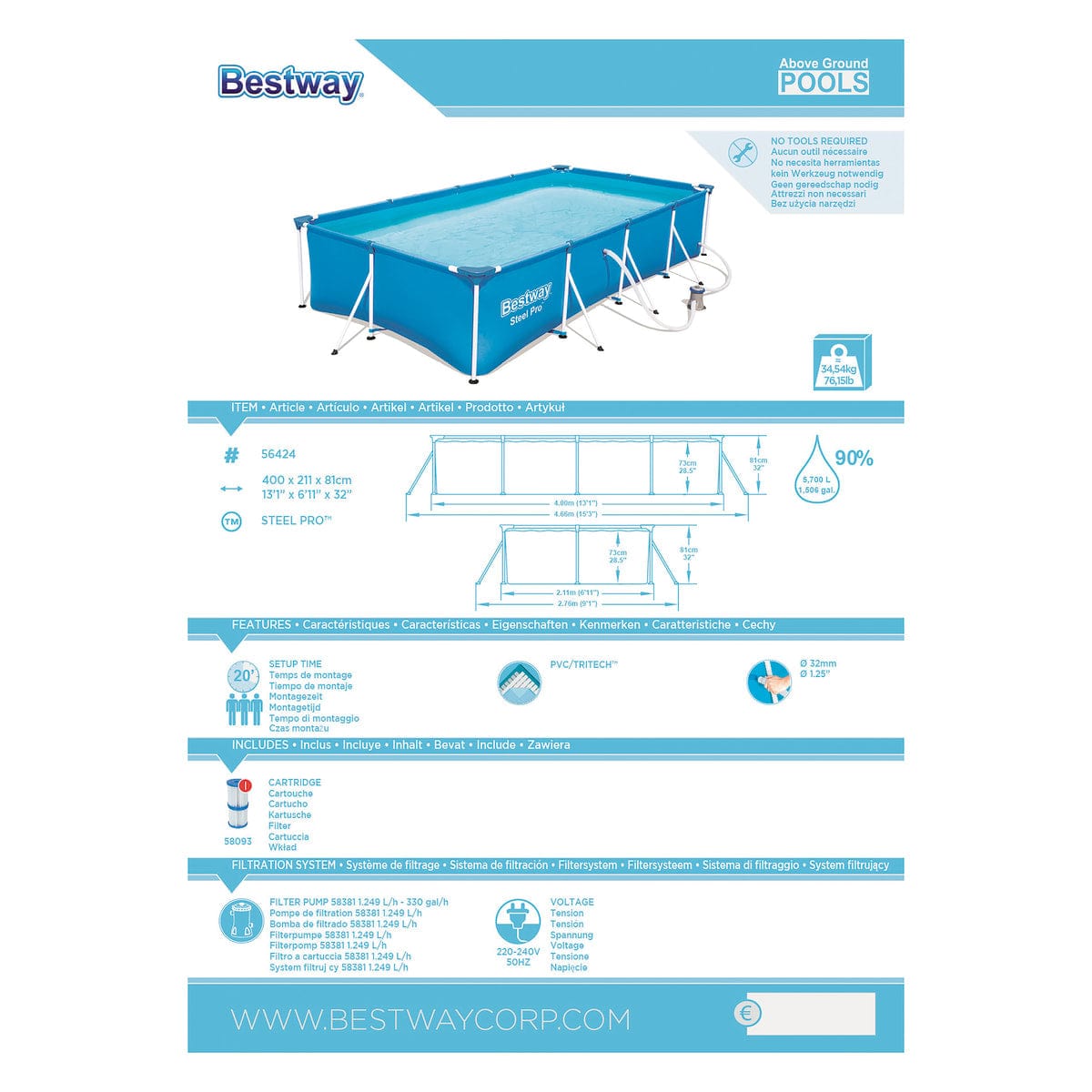 Bricocenter Tubolar pool 4.00m X 2.11m X 81cm