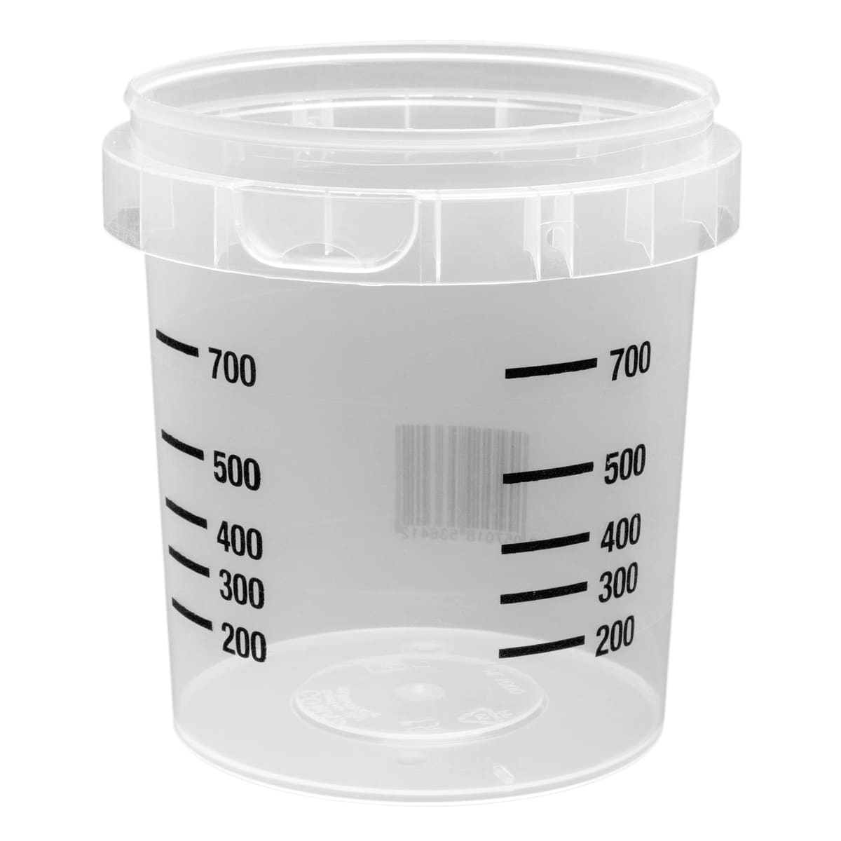 Transparent round bucket with measurements, 1 litre