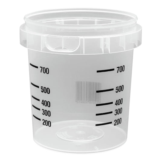 Transparent round bucket with measurements, 1 litre