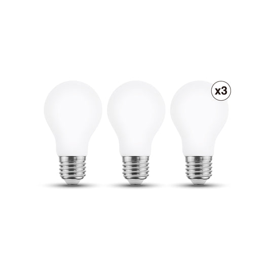 3 E27 LED bulbs (equivalent to 100W), frosted teardrop shape, natural light
