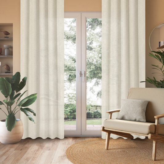 Charlina curtain, 140x280cm, opaque ecru, with loops and buttons