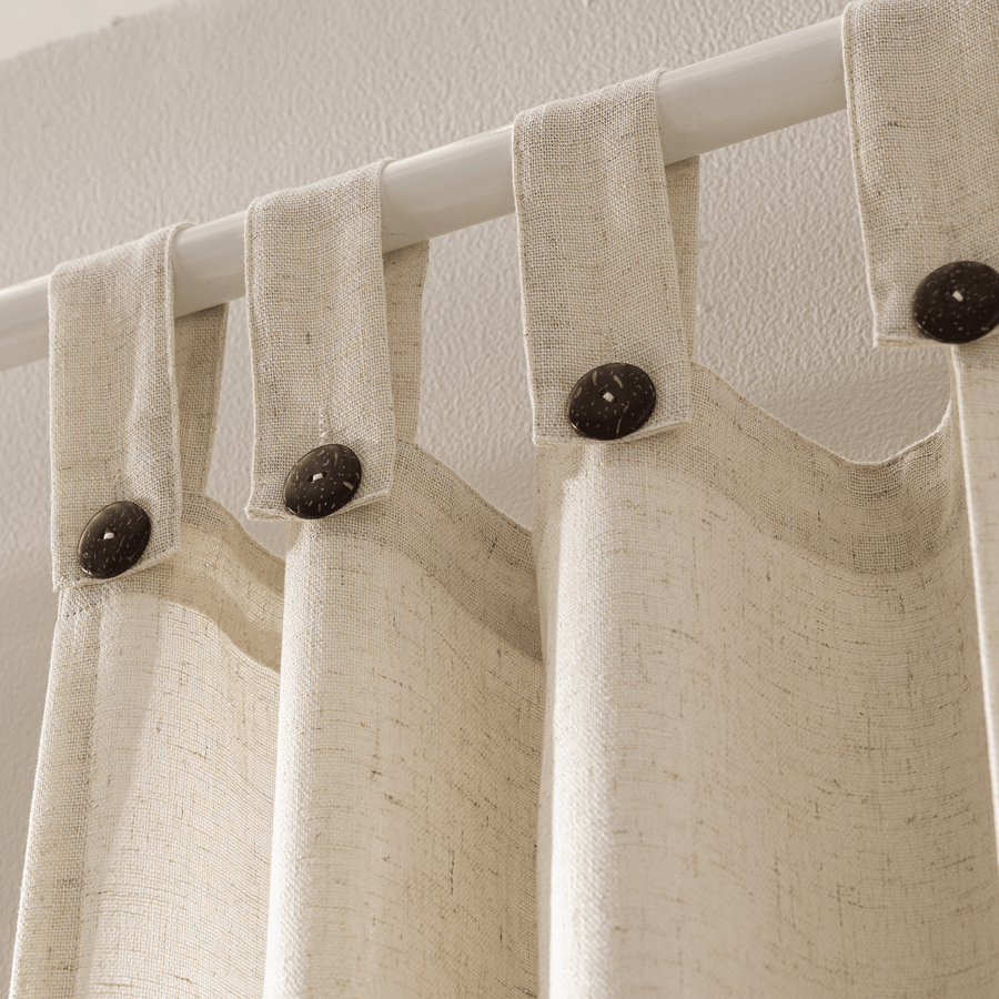 Charlina curtain, 140x280cm, opaque ecru, with loops and buttons