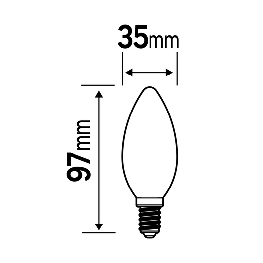 3 E14 LED bulbs = 60W, frosted candle-shaped, warm light