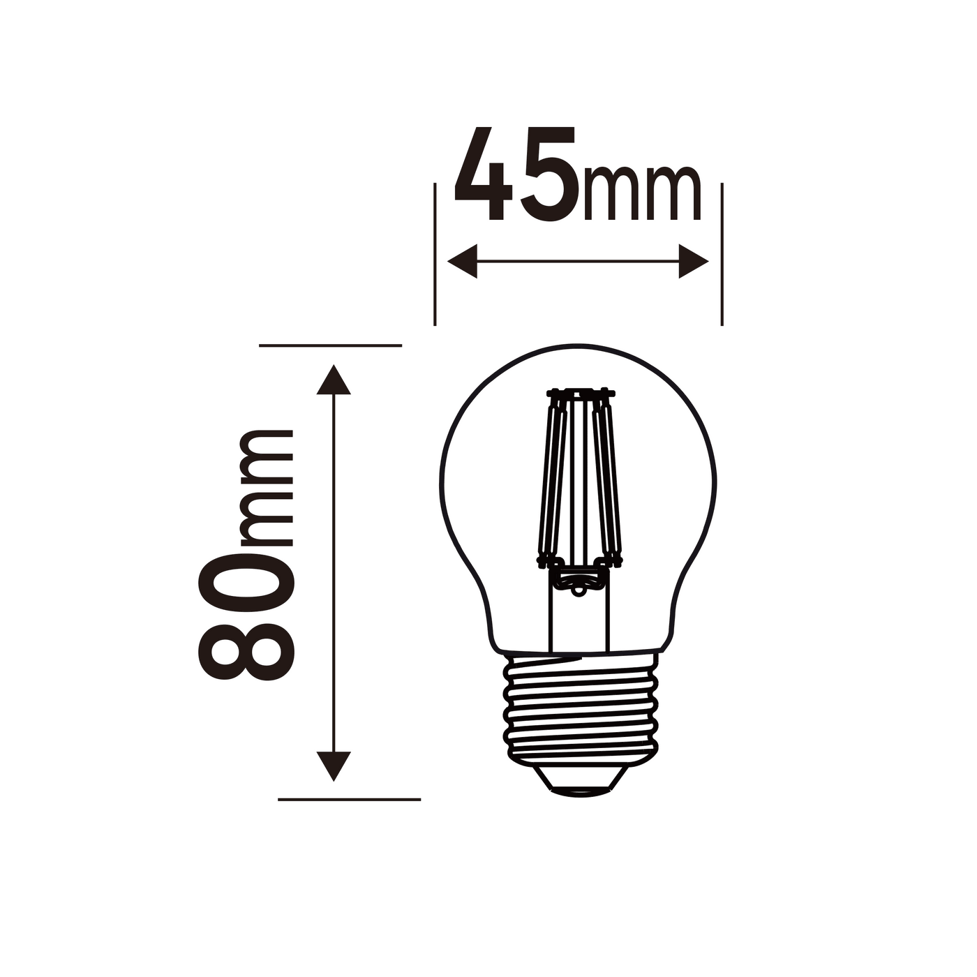 Lampadina led e27 =40w sfera trasparente luce calda