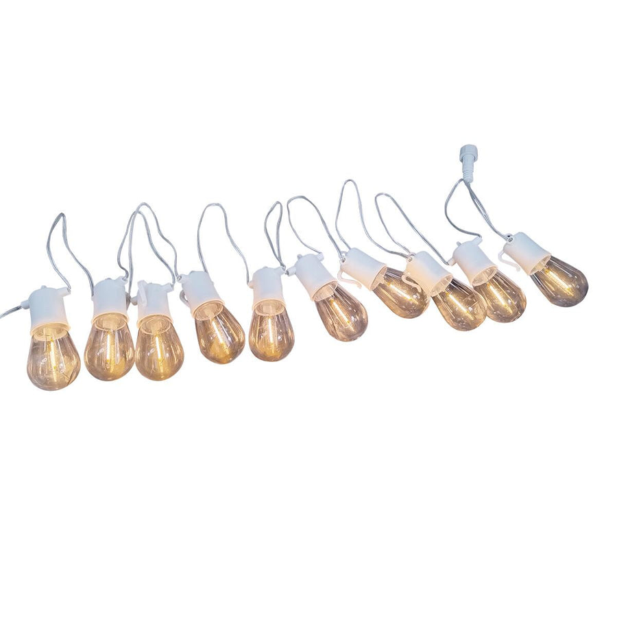 White plastic light garland, 4.5 m, 10 LED bulbs (E27), warm light, IP44