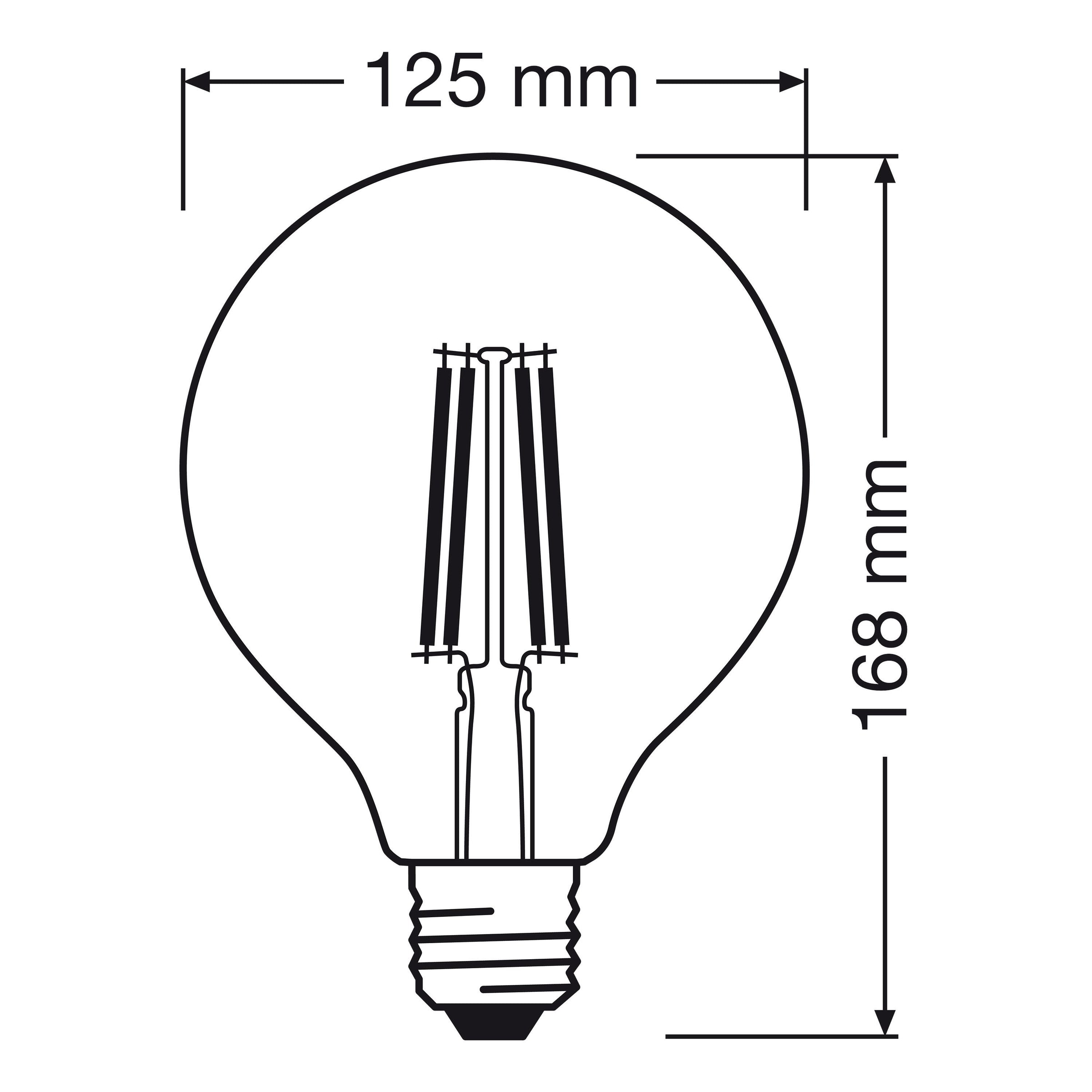 E27 LED bulb = 100W, large clear globe, natural light