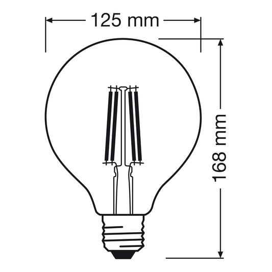 E27 LED bulb = 100W, large clear globe, natural light