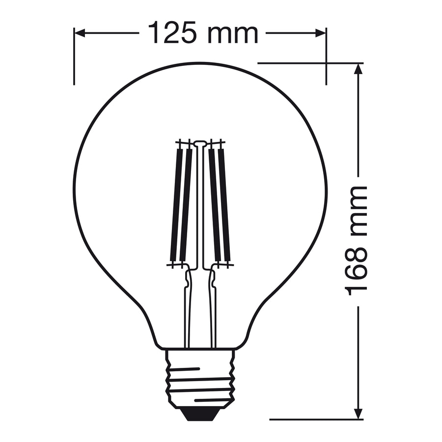 E27 LED bulb = 100W, large clear globe, natural light