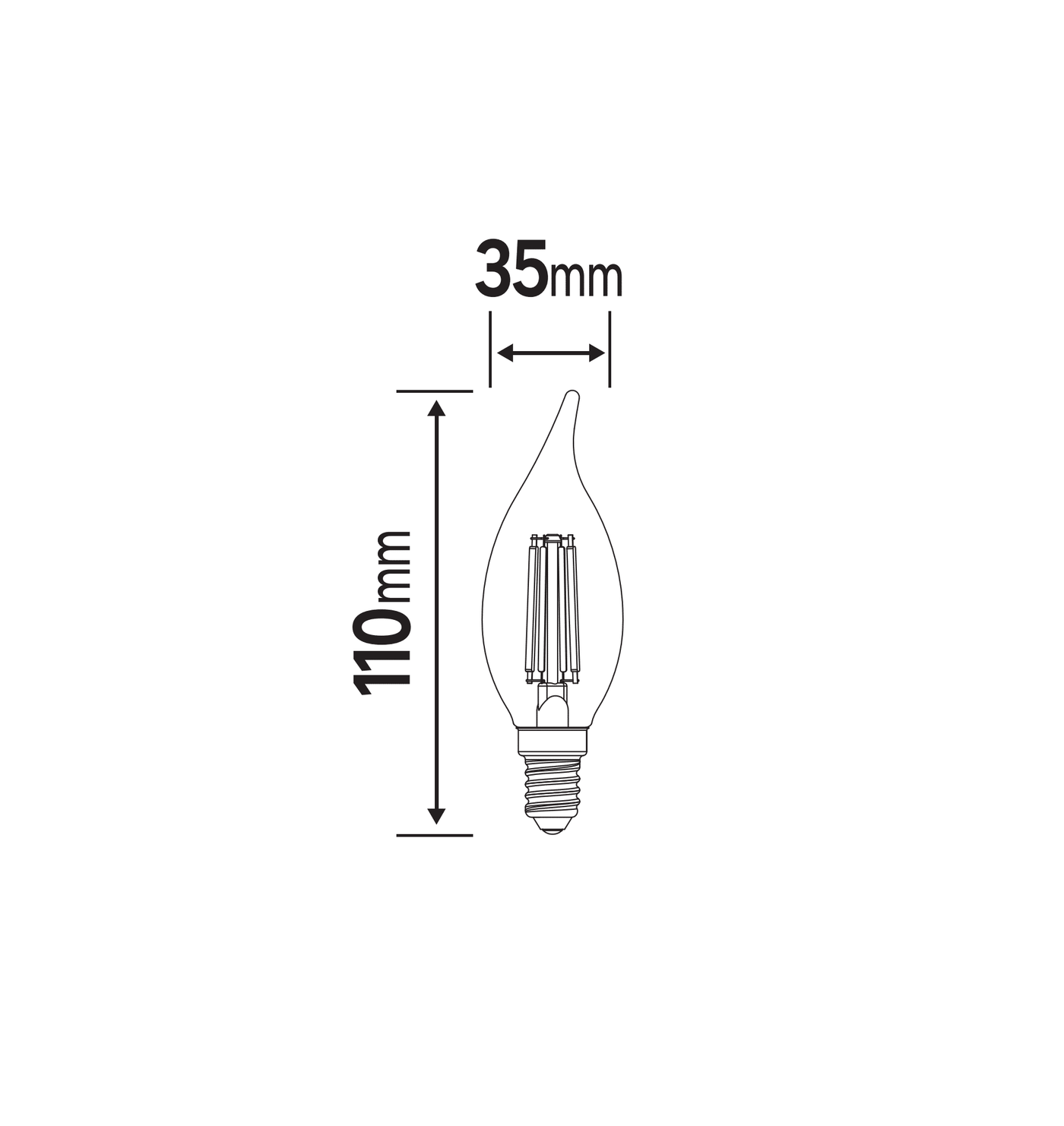 LED bulb e14 =40w flame transparent natural light