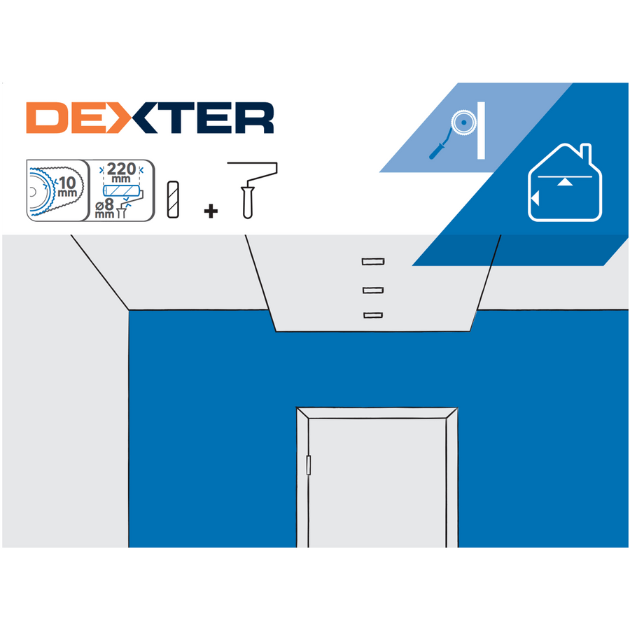 Dexter paint roller for smooth walls, 44 mm diameter, 22 cm long