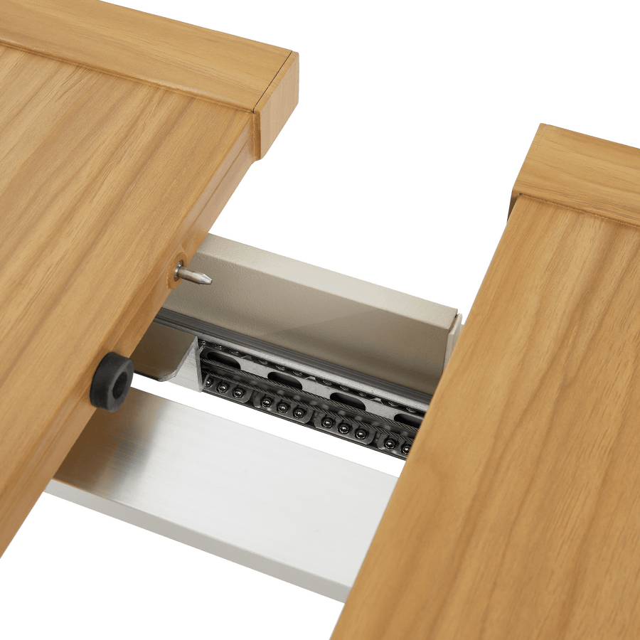Odyssea table 188/244 x 100, made entirely of aluminium with a Naterial wood-effect finish