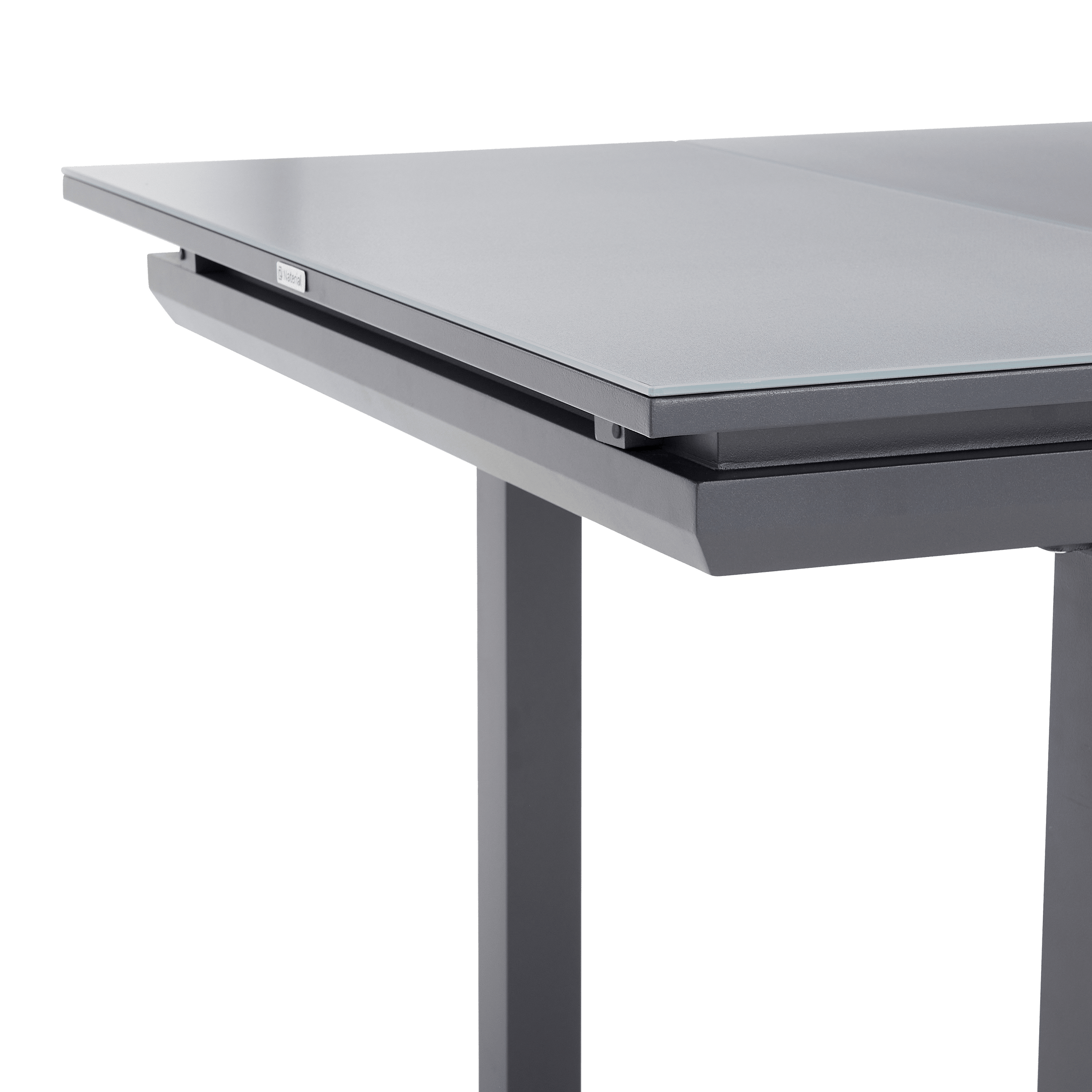Odyssea table, 188/244 x 100 mm, aluminium frame with anthracite Naterial glass top