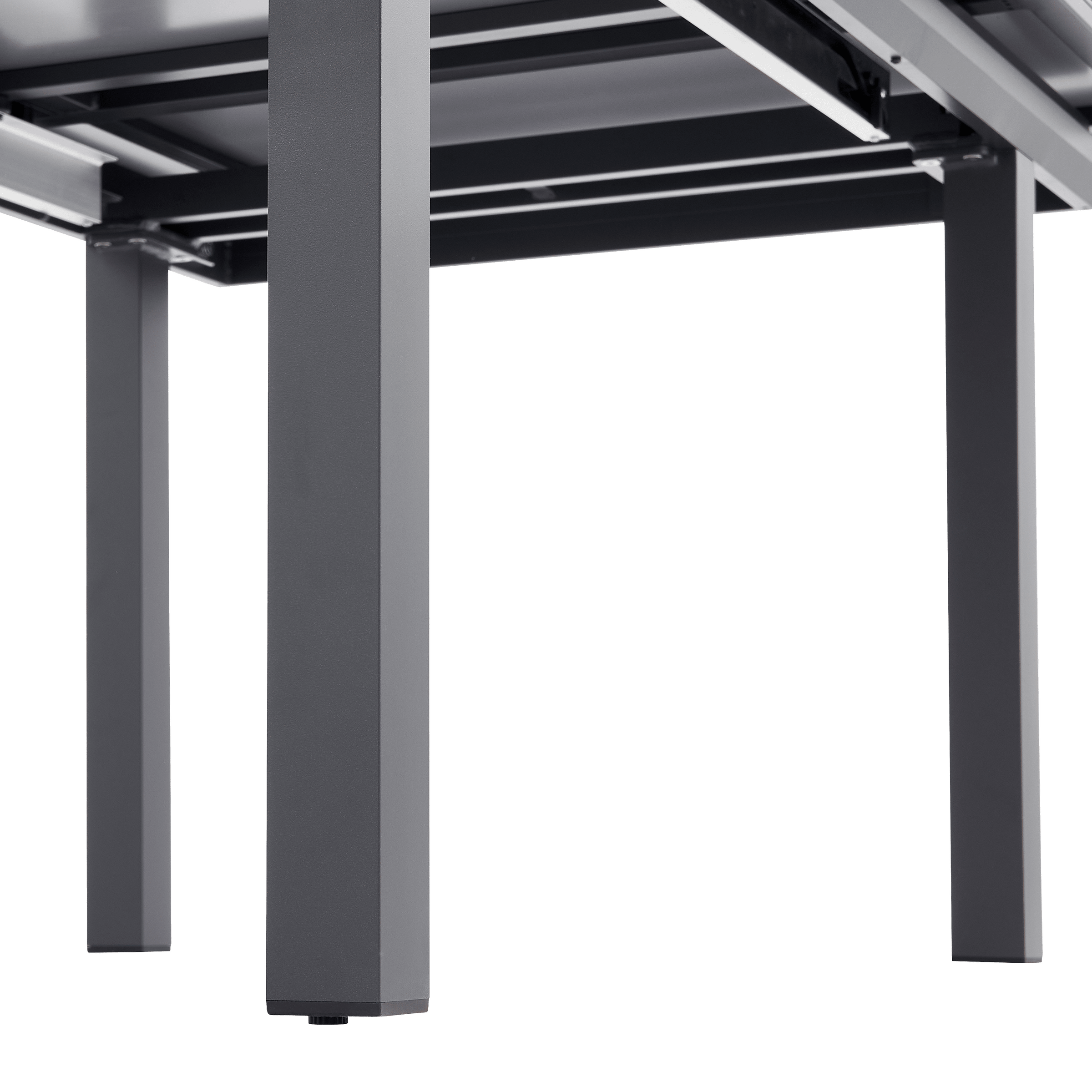 Odyssea table, 188/244 x 100 mm, aluminium frame with anthracite Naterial glass top