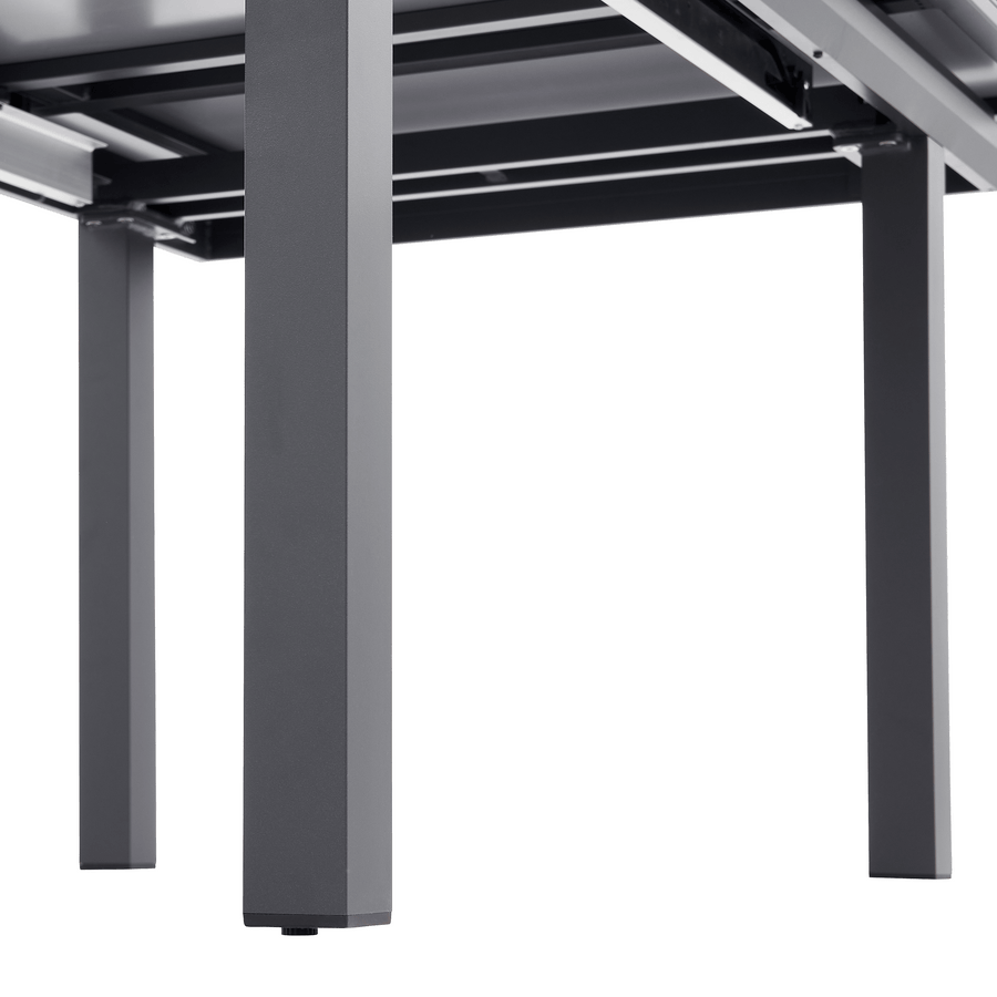 Odyssea table, 188/244 x 100 mm, aluminium frame with anthracite Naterial glass top