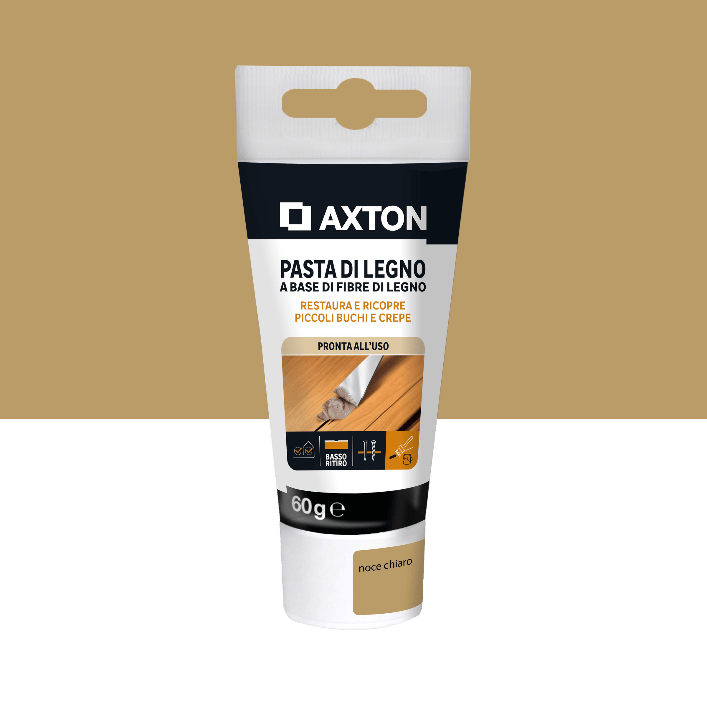 Axton wood filler paste, light walnut, 60g