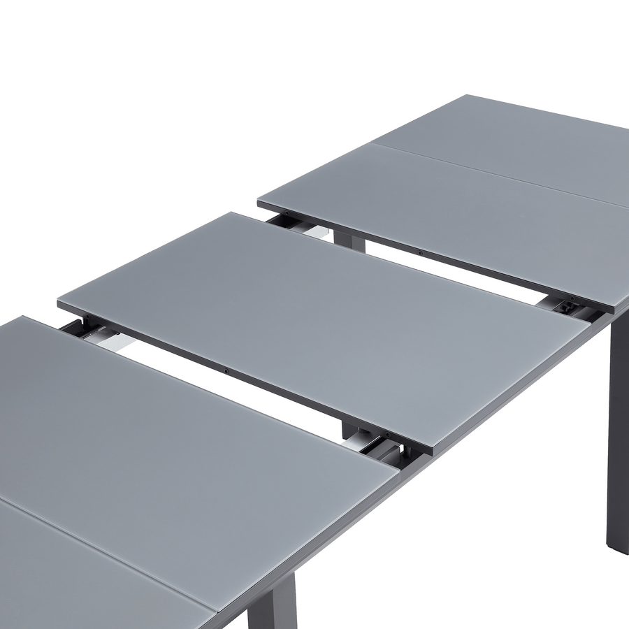 Odyssea table, 188/244 x 100 mm, aluminium frame with anthracite Naterial glass top