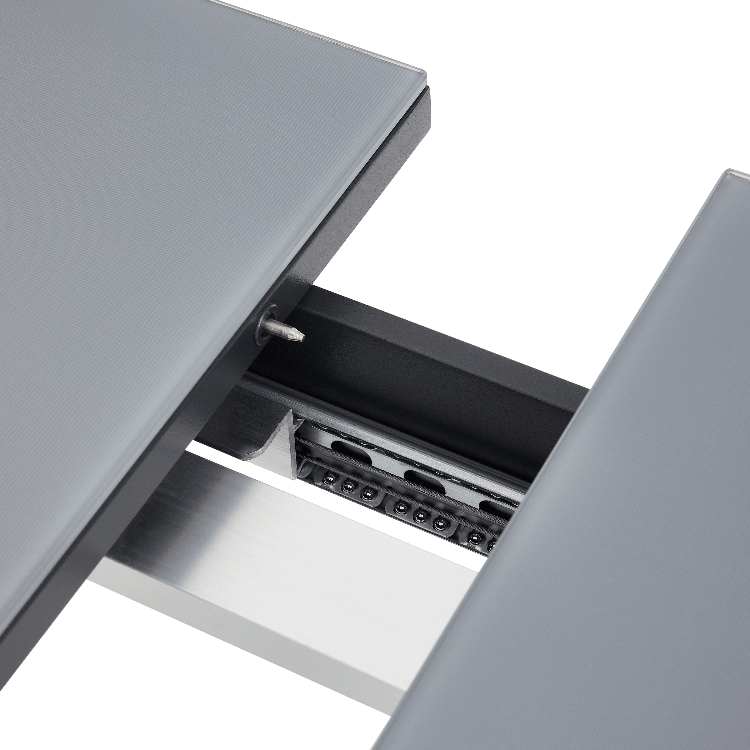 Odyssea table, 188/244 x 100 mm, aluminium frame with anthracite Naterial glass top