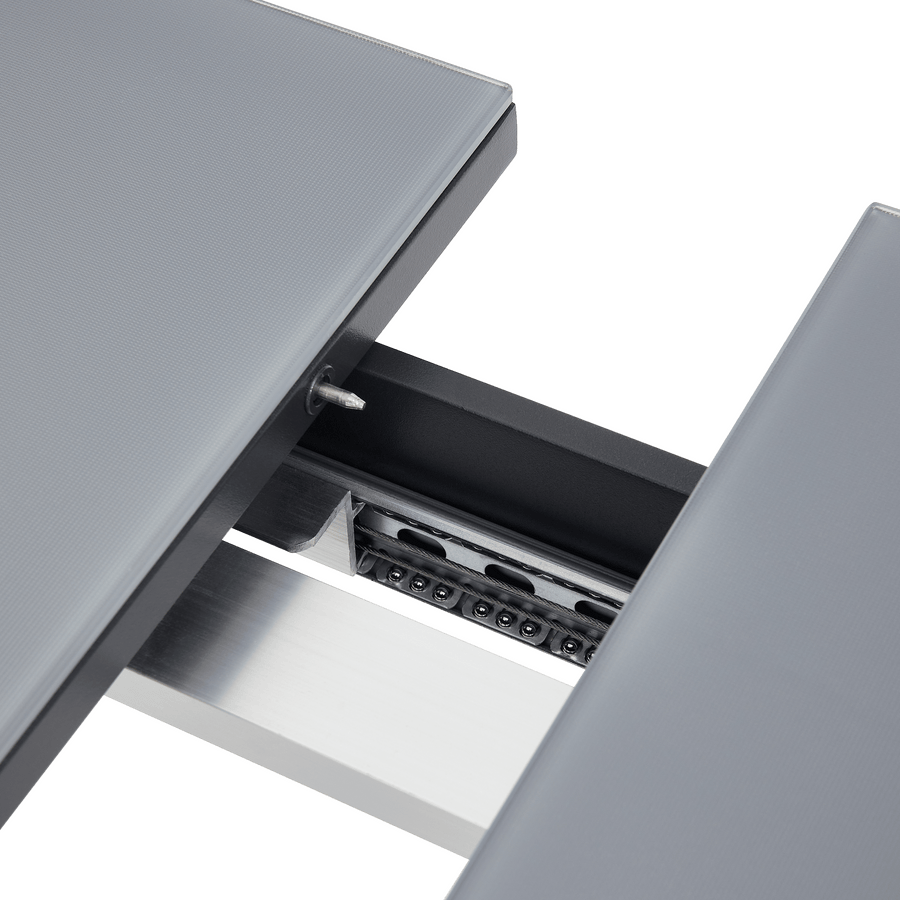 Odyssea table, 188/244 x 100 mm, aluminium frame with anthracite Naterial glass top