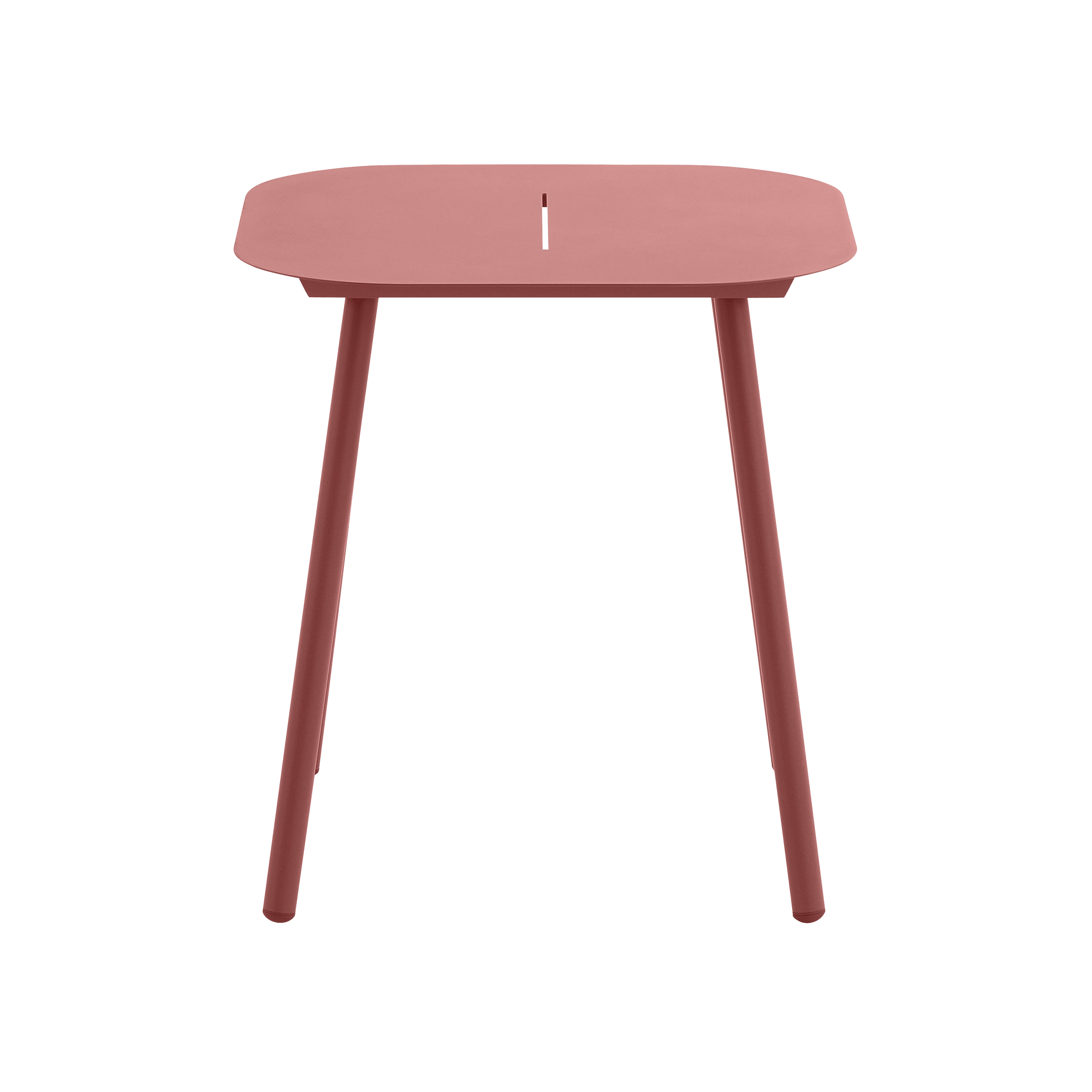 Anafi fixed table, 70x70cm, in Naterial red aluminium