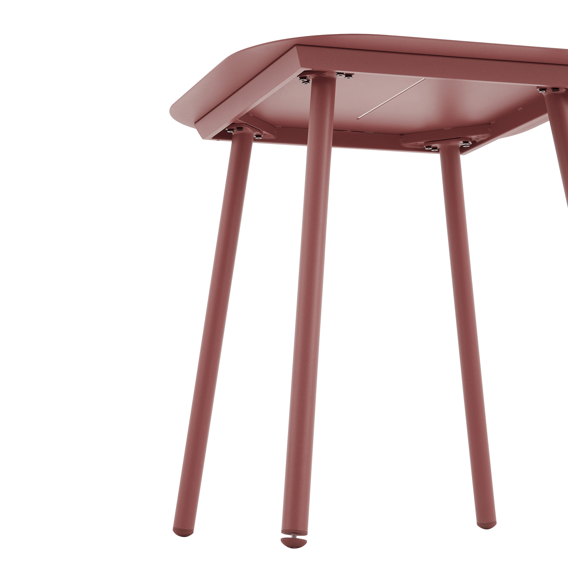 Anafi fixed table, 70x70cm, in Naterial red aluminium