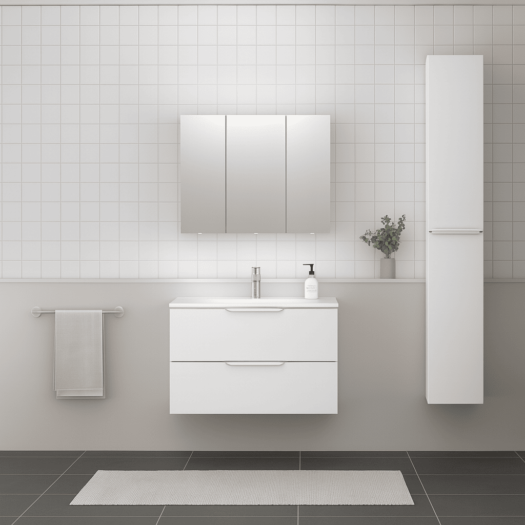 New Essential ceramic washbasin, 81cm