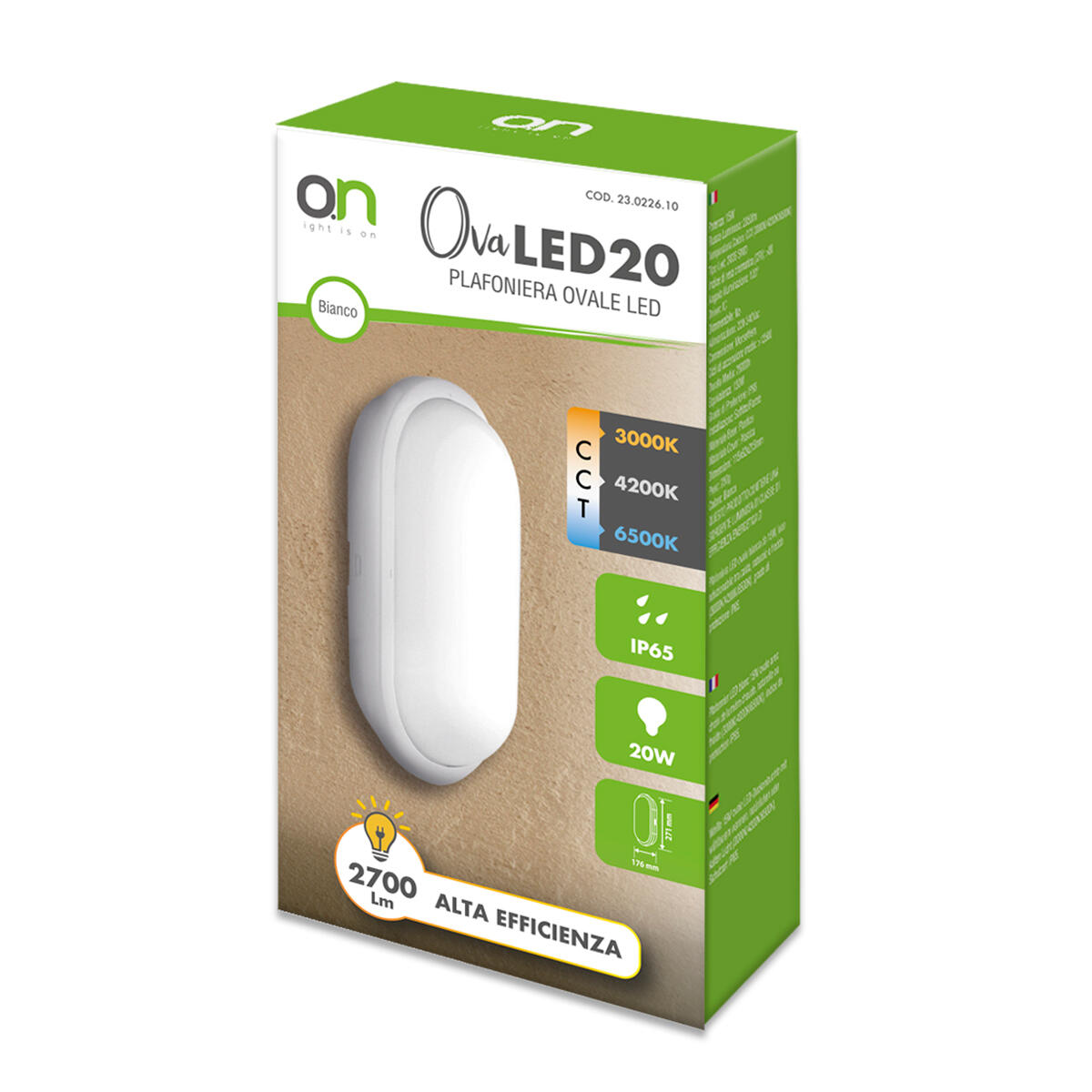 Outdoor ceiling light, 27 cm, white, LED, 20 W, 2700 lumens, 3CCT