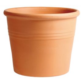 TERRACOTTA VASE STRIPED CYLINDER DIAMETER 28XH23 CM FIRED