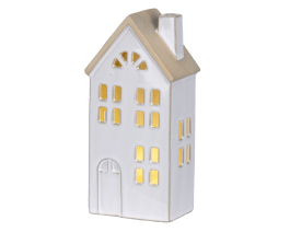 LITTLE PORCELAIN HOUSE WITH LED H 20.5 CM