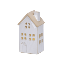 LITTLE PORCELAIN HOUSE WITH LED H 15.5 CM
