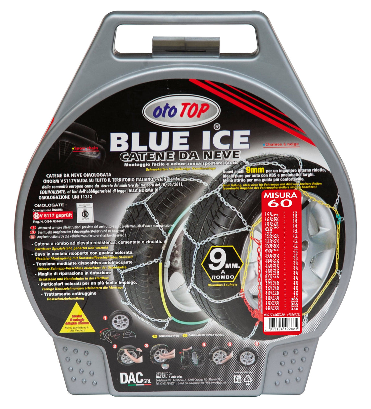 Bricocenter CATENE NEVE 9MM MIS. 60 BLUE ICE A ROMBO, TUV/ONORM,