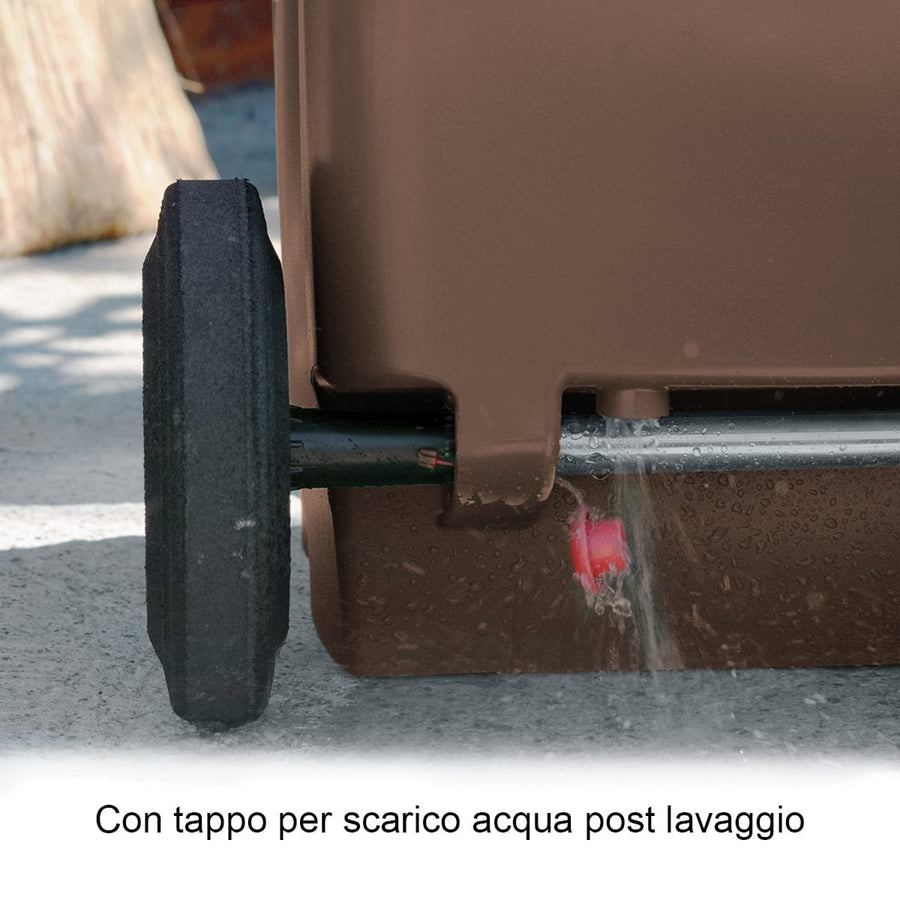 Bricocenter BIDONE CARRELLATO 120LT CON PEDALE MARRONE TERRA