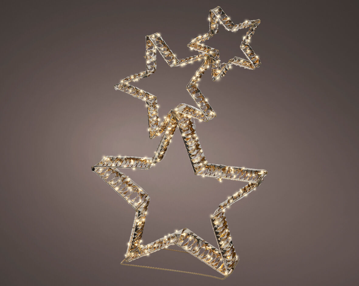 3 stars with 350 micro-LEDs with a flashing effect, height 80 cm
